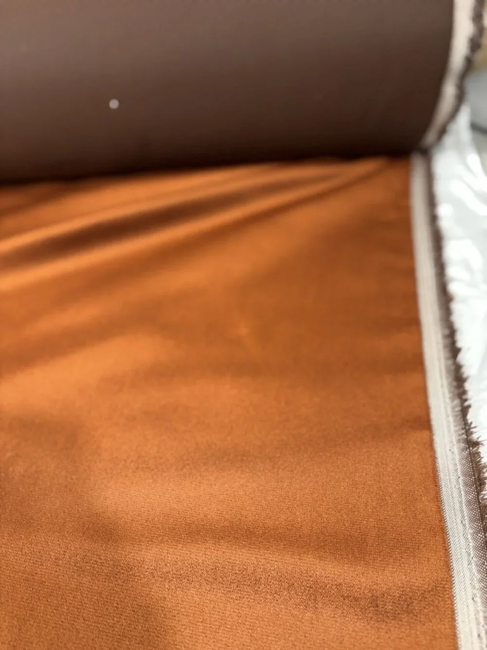 VALLEY FORGE Kat Teddy Rust Orange Bouclé Velvet Upholstery Fabric 45 Yards